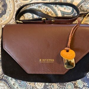 R. Riveter Brown and Black Crossbody Bag